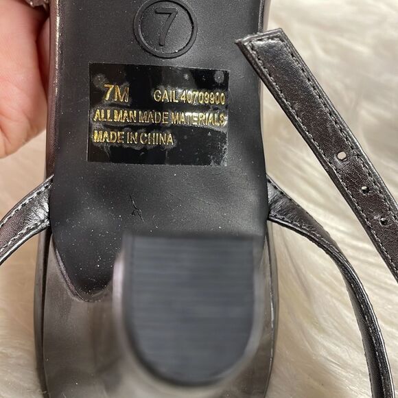 Etienne Aigner Peep Toe Strappy Heels Size Sz 7M Silver and Black NWOT Old Stock - Picture 10 of 10
